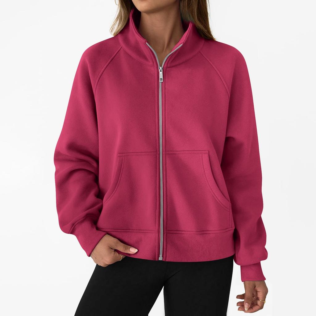 Women's solid-color fashionable long-sleeved top coat