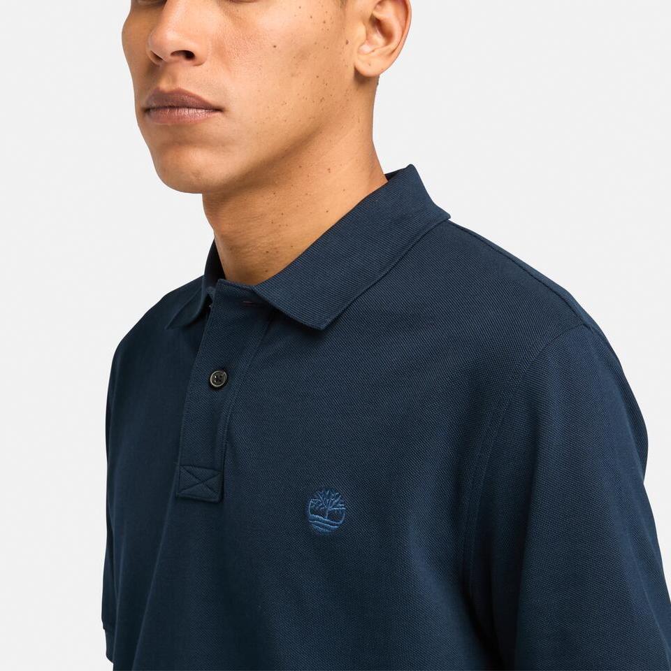 Timberland Short Sleeve Casual Breathable Nautical Polo Shirt Men Polo Shirts Deep-Sapphire-Blue A6943-433