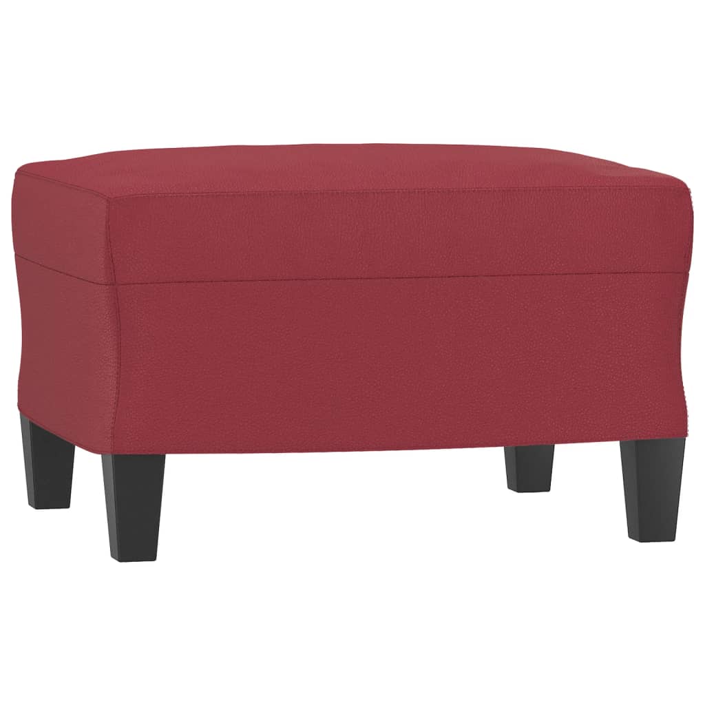 3 Seater Sofa with Ottoman Burgundy 180 cm Faux Leather