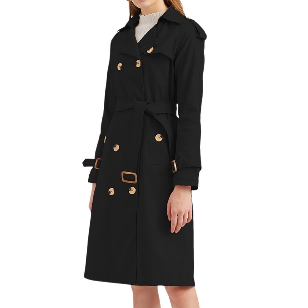 Women's European Size Trench Coat, Long Waist, Fashionable Long Sleeves, Lapel, Comfortable Coat