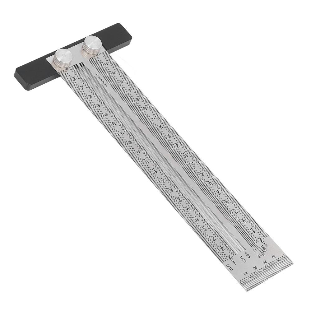 Stainless Steel Carpenter T Ruler Silver Measuring Gauge Precision Marking Tool Industrial Layouts