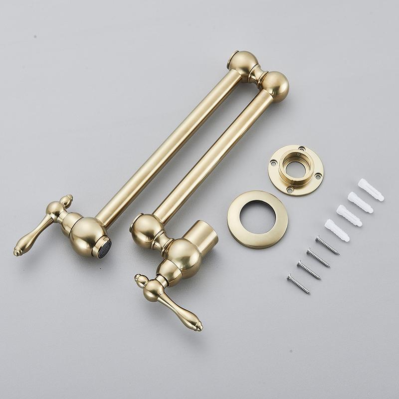 Baokemo Folding into the Wall Faucet 304 Stainless Steel Universal Rotation Faucet Kitchen Concealed Single Cold Faucet