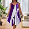 Women's Loose Casual Printed Summer Asymmetric Hem Round Neck Dress