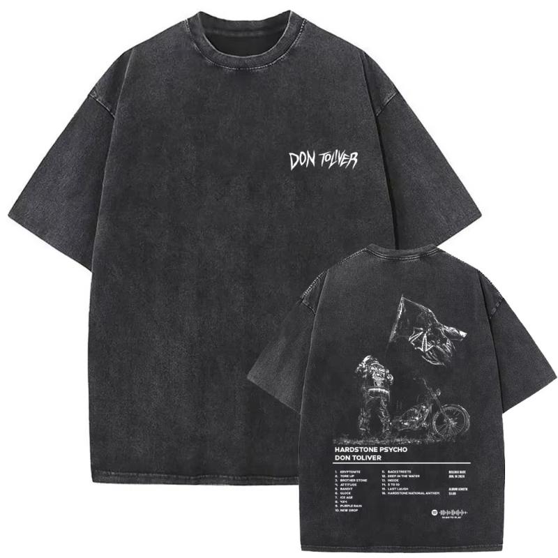 Washed Vintage Rapper Don Toliver Hardstone Psycho Album Print T Shirts Unisex Women Fashion Hip Hop Oversized Tshirts Streetwear