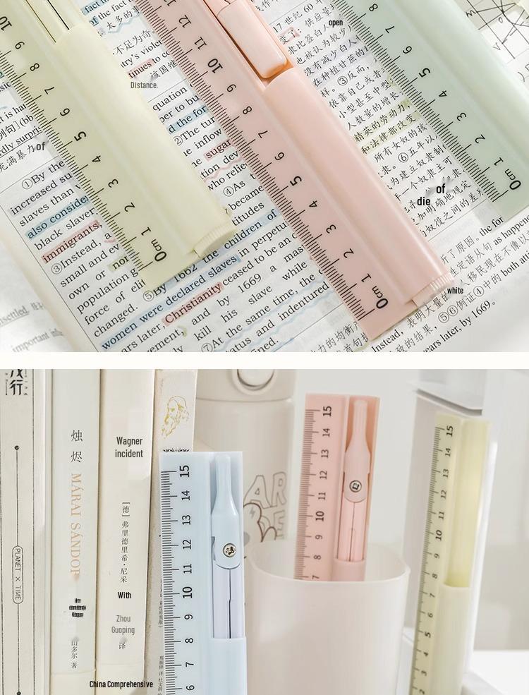 Multifunctional Three-in-One Compass, Ruler & Pencil Set for Students