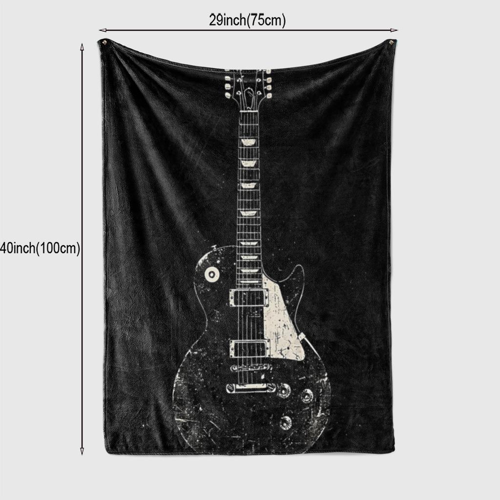 Modern Guitar Pattern Flannel printed blanket suitable for all seasons suitable for living room office sofa and travel 180x250CM
