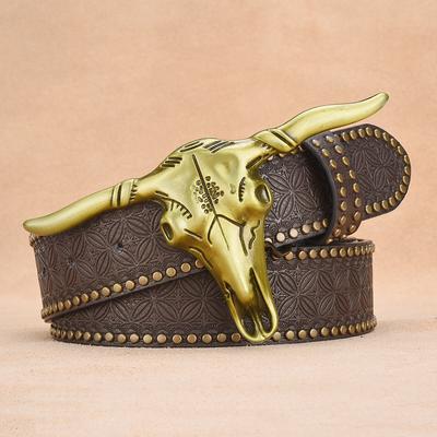 Pásek s kravskou hlavou Pánský embosovaný pásek Western Denim Personalizovaný nýtový pás Pánský pásek Wenzhou Tide