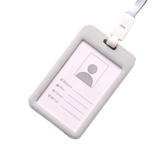 Portable Double Sided Transparent Employee ID Card Holder Name Tags with Lanyard