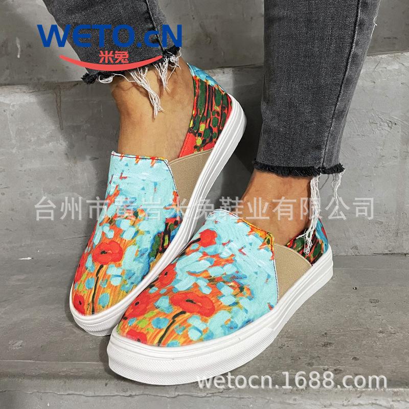 

Повседневная женская обувь на плоской подошве, с градиентной расцветкой, цветочным принтом, ленивая, большого размера 43 красный