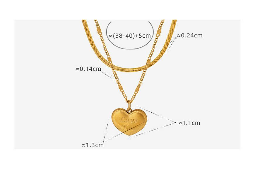 Double Layer Heart Pendant Titanium Necklace - Hip Hop Style, Non-fading Fashion Clavicle Chain for Women