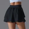 New Solid Color Double-layer Pocket Tennis Skirt Sexy Tight Fitting High Elasticity Sports Running Fitness Yoga Shorts For Women