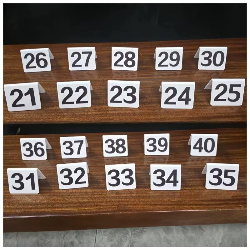 1-40 Acrylic V-Type Number Plates Table Numbers Cards Set Signs Position Markers for Restaurants Hotels Events Wedding Seat Tags