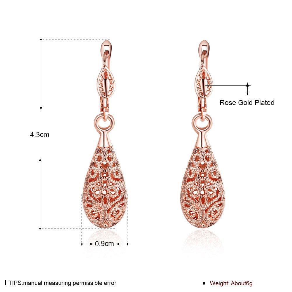 Rockyu Jewelry Brand Popular Earrings Hoop Silver Platinum Pink Gold Dangling Simple Drop Earrings Fashion Accessories Women's (PinkGold)