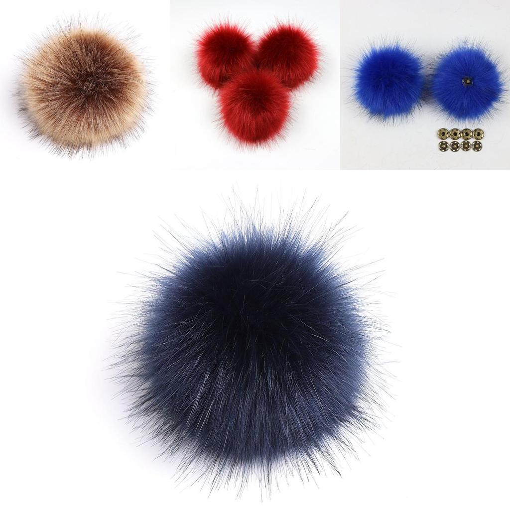 Luxurious Diy Women Faux Raccoon Fur Pom Poms Ball For Knitting Beanie Hats