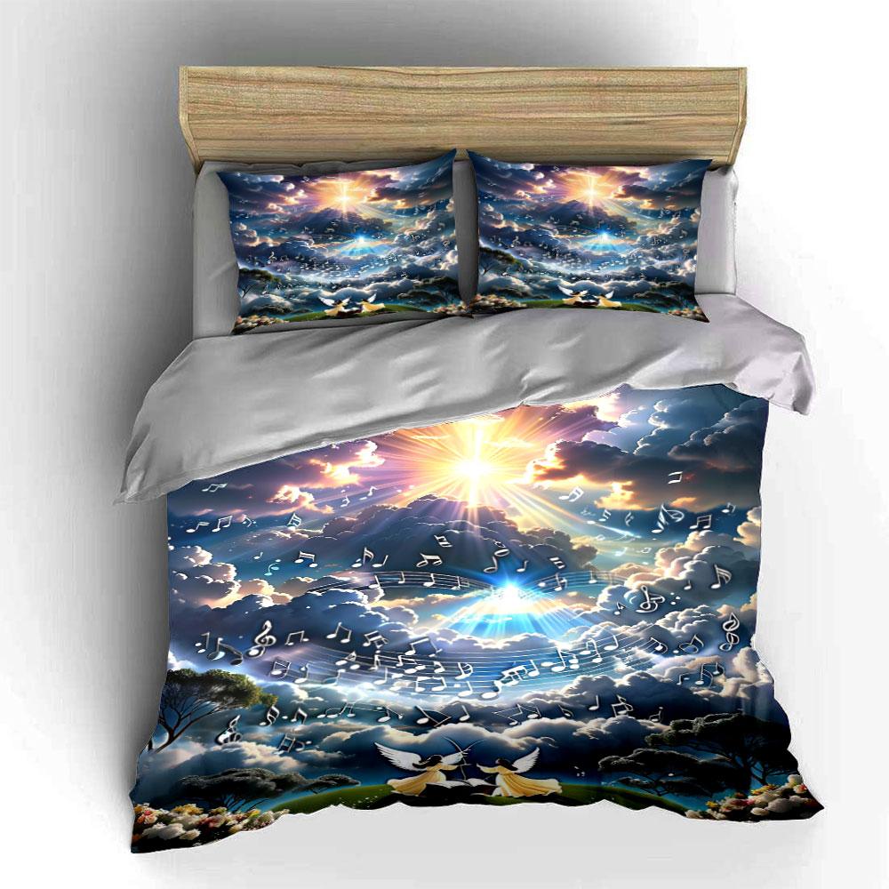 Sunlight, clouds, music notes. Bedding sets Duvet cover sets Duvet covers Pillowcases(1*Duvet Cover 2*Pillowcases without duvet insert)