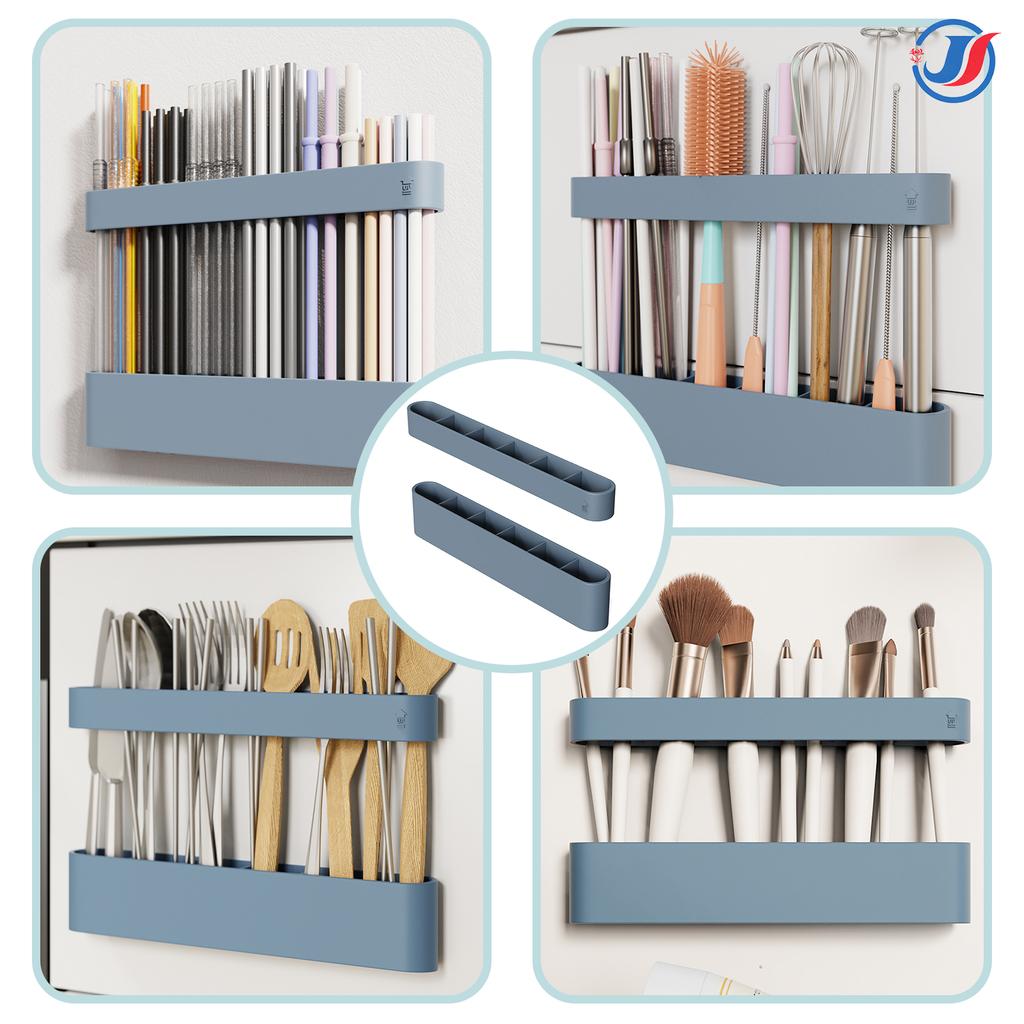 Straw Holder for Cabinet Door - Reusable Tumbler Straw Organizer Storage, Small Kitchen Accessories , Ultra Sticky Door Mounted