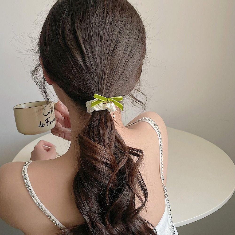 Convallaria Majalis Elastic Rubber Band Women Bow Hair Loop Korean Hair Accessory Flower Head Rope