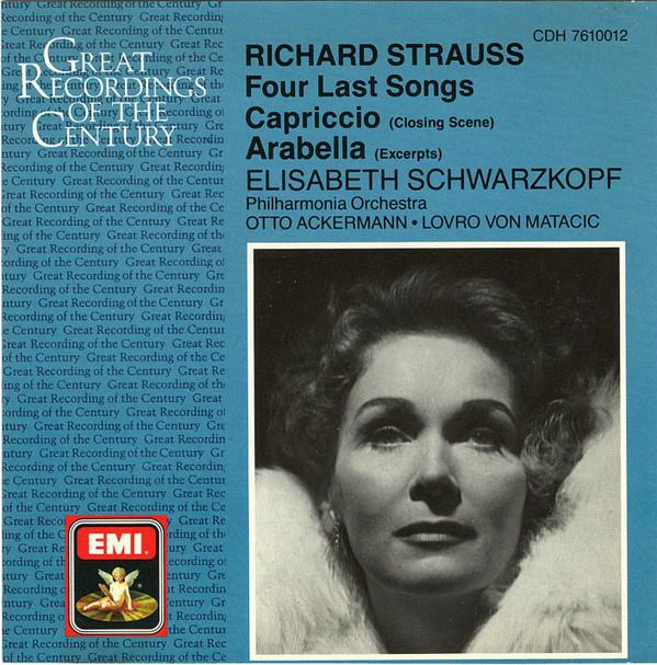 

CD ЕЛИЗАБЕТ ШВАРЦКОПФ, ФИЛАРМОНИЯ - Четыре последние песни, Каприччио Клози CDH7610012 Angel Records, 1987 Япония Классика Б/У