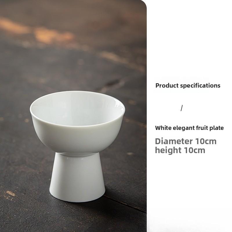 Chinese Ceramic High-footed Fruit Plate High-footed Household Fruit Dried Fruit Cake Plate Refreshment Inventory Heart Plate