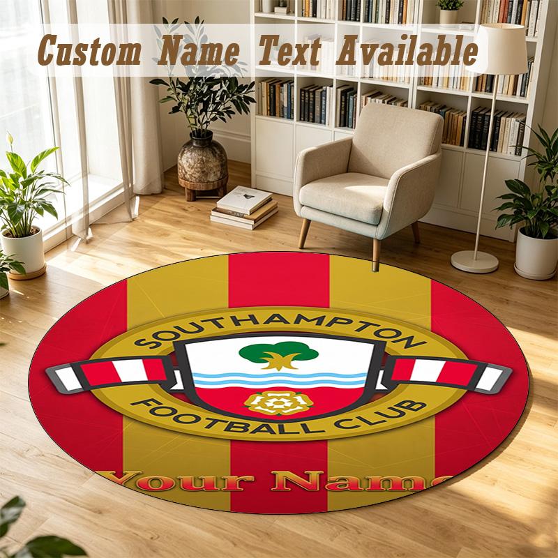 Round Rug Custom NameSouthampton FC Pattern Non Slip Carpet Home Floor Decor