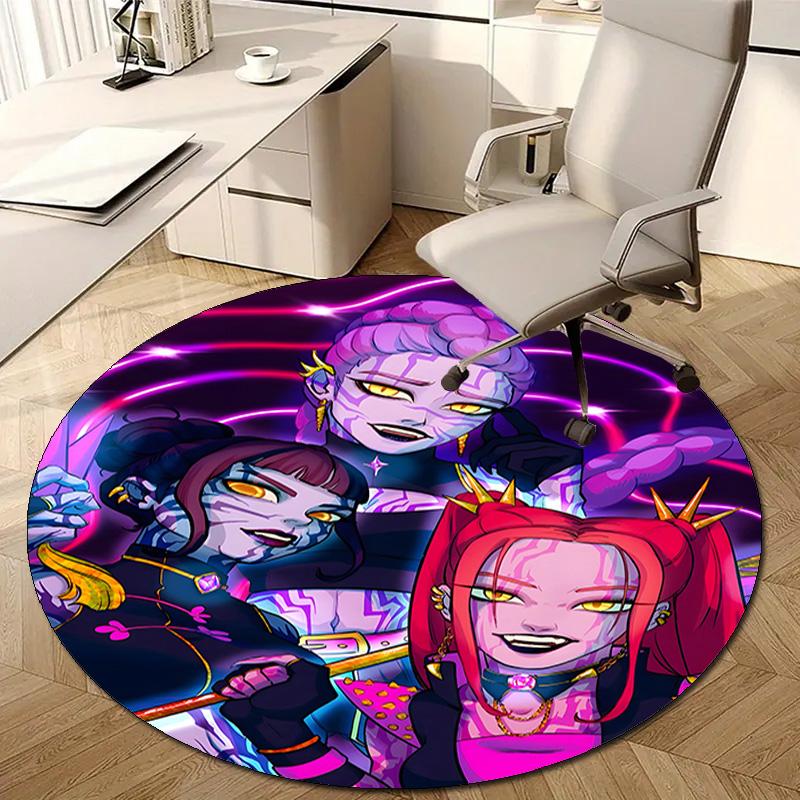 1pc KPop Demon Hunters13 Design Printed Area Round Carpet for Bedroom Living Room Home Decor Rugs Mat Non Slip Mat Rug for Bedside