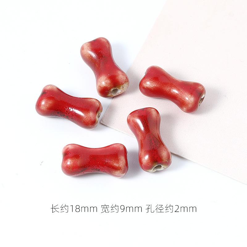 10pcs Design Sense Bone Retro Fun Shaped Ceramic Beads Jewelry Making Materials Charm Bracelet and Necklace Trend Accessories