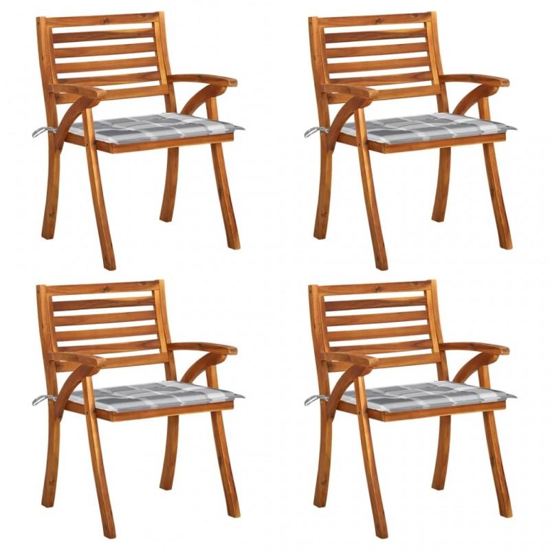 Day and Night - Day and Night Garden Chairs with Cushions 4 Units Solid Acacia Wood