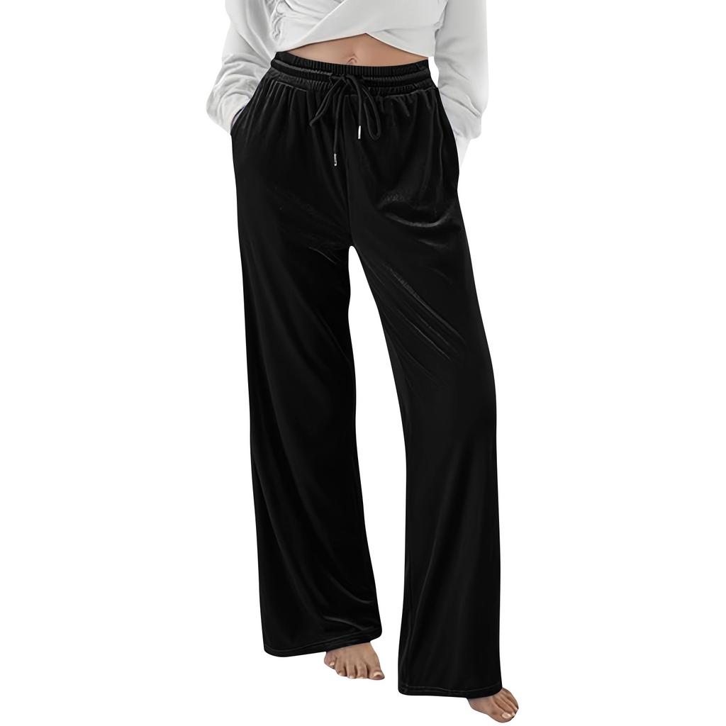 Women's Fashion Loose Drawstring Closed Waist Print Casual Sports Pants Casual Pants