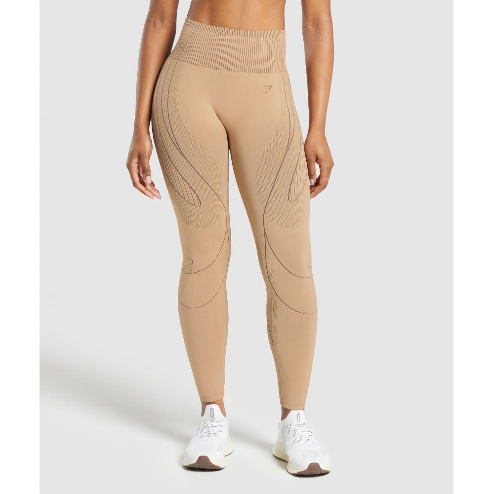 

GYMSHARK Contour Heart Seamless Leggings Deep Fawn Soul Brown B6A8Y NCLD S