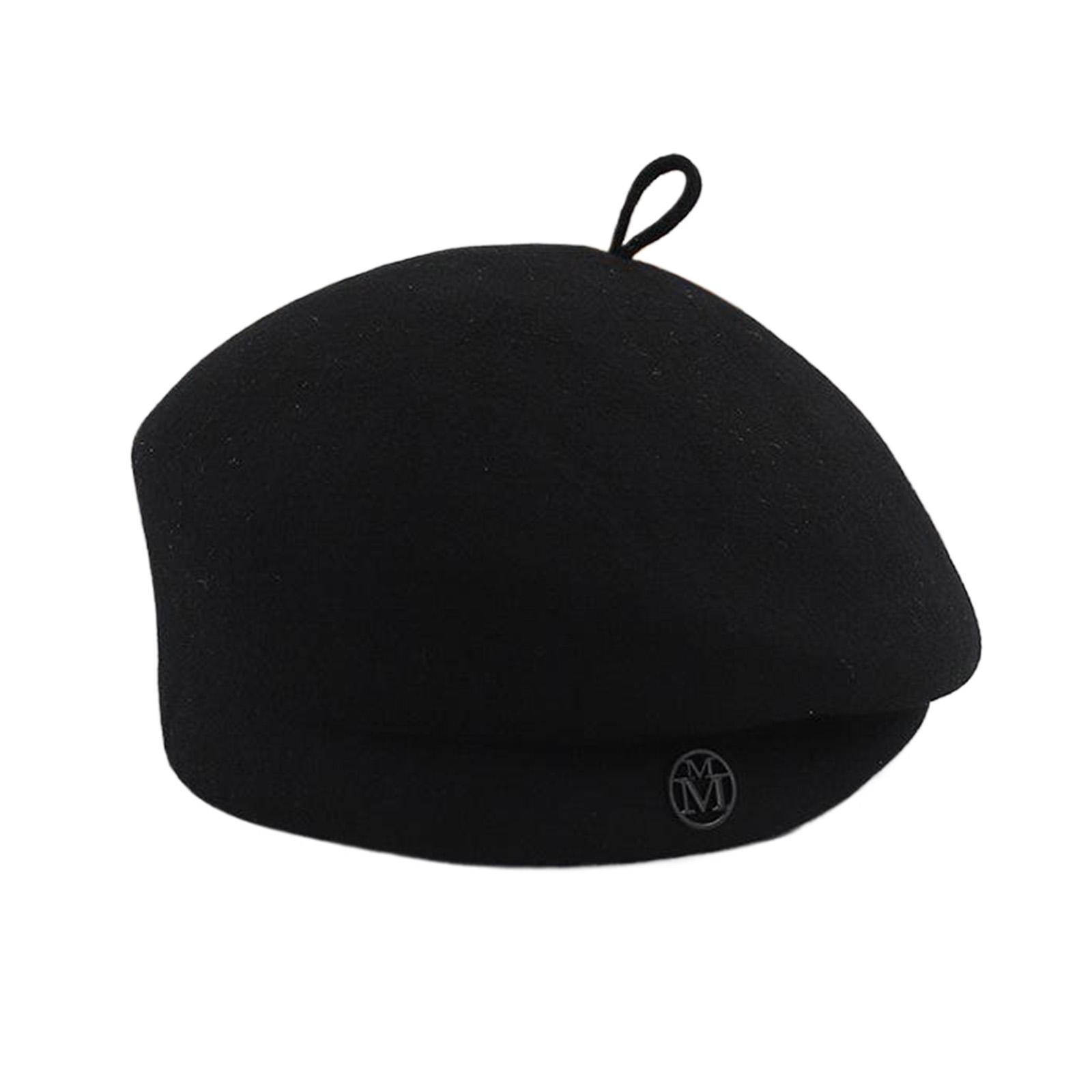 

Шерстяной берет, кепка, шляпа художника с металлическим шармом, берет, шляпа пекаря для прогулок по улице, шерстяная модная шляпа, реквизит чёрный