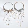Vintage Metal Stars Moon Tassels Waterfall Pendant Necklaces for Women Men Y2K Hiphop Punk Party Jewelry Neck Accessories