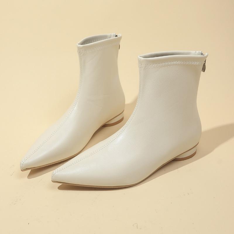 

Мода Мода Ботильоны до середины бедра Осень Новые Острый носок Задняя молния Нескользящие Износостойкие Круглый каблук Одинарная обувь 41