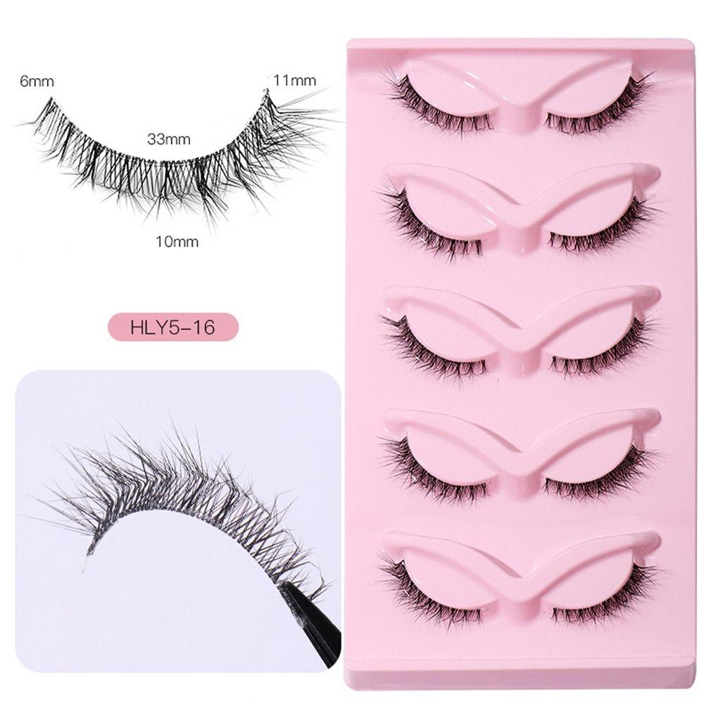 5 Pair Full Strip Cat Eye Fake Lashes 3D Faux Mink Lashes Fluffy L Curl False Eyelashes  Women