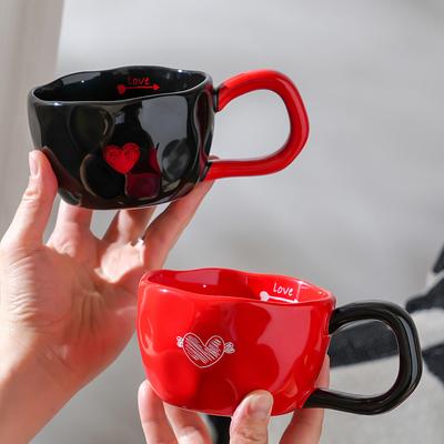 Paar Liebe Einzelbecher mit Handkeramikbecher Hochwertiger Wasserbecher mit großem Fassungsvermögen Home Set Büro Trinkbecher