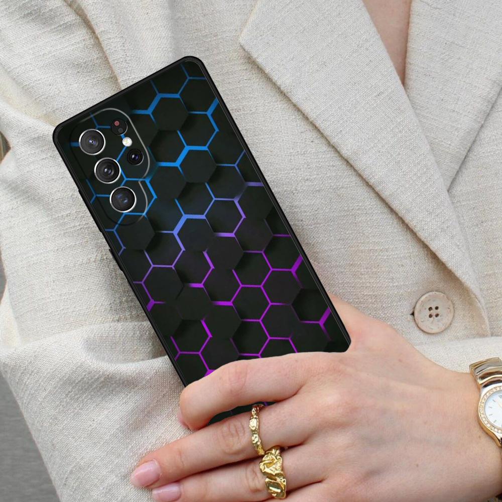 3D Sechseckige Lichter Handyhülle für Samsung Galaxy S26 Ultra S25 S24 S23 S22 S21 S20 Note10 Hülle