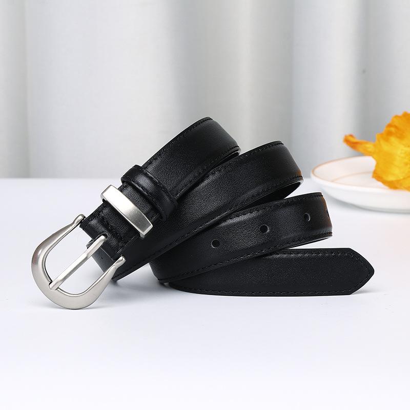 Simple And Fashionable Versatile First-Layer Cowhide Belt Women'S Leather Pin Buckle Light Luxury High-End Casual Pants Belt Women'S Models