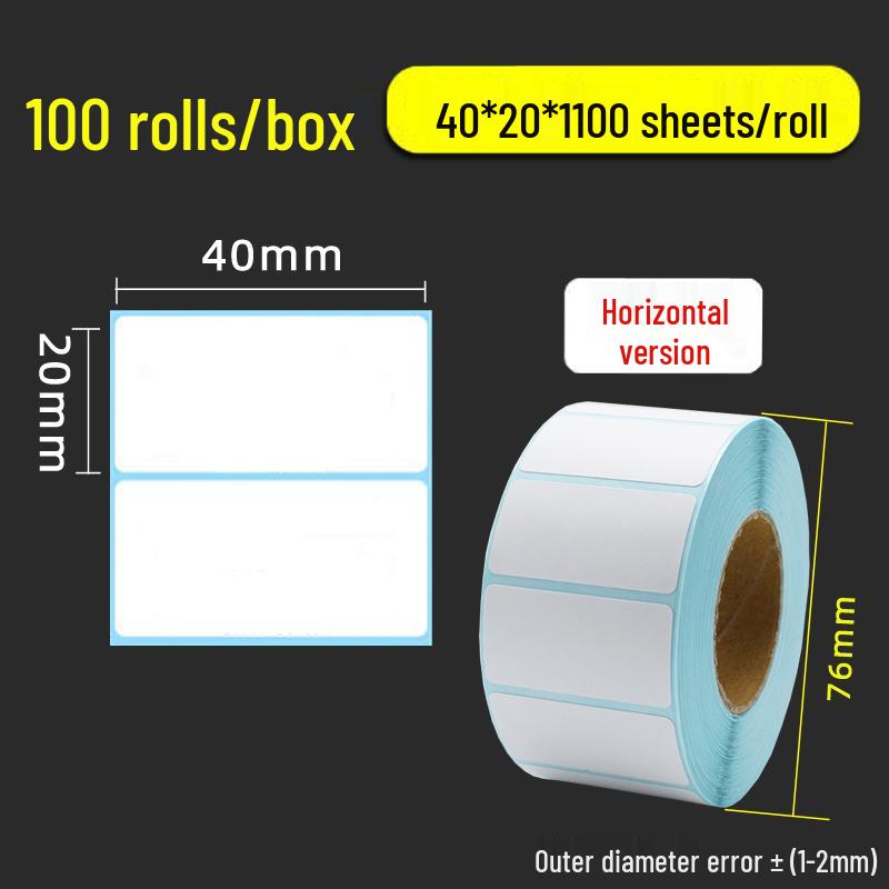 Thermal Self-Adhesive Barcode Labels: 60x40mm, 20-100 Blank Labels per Box