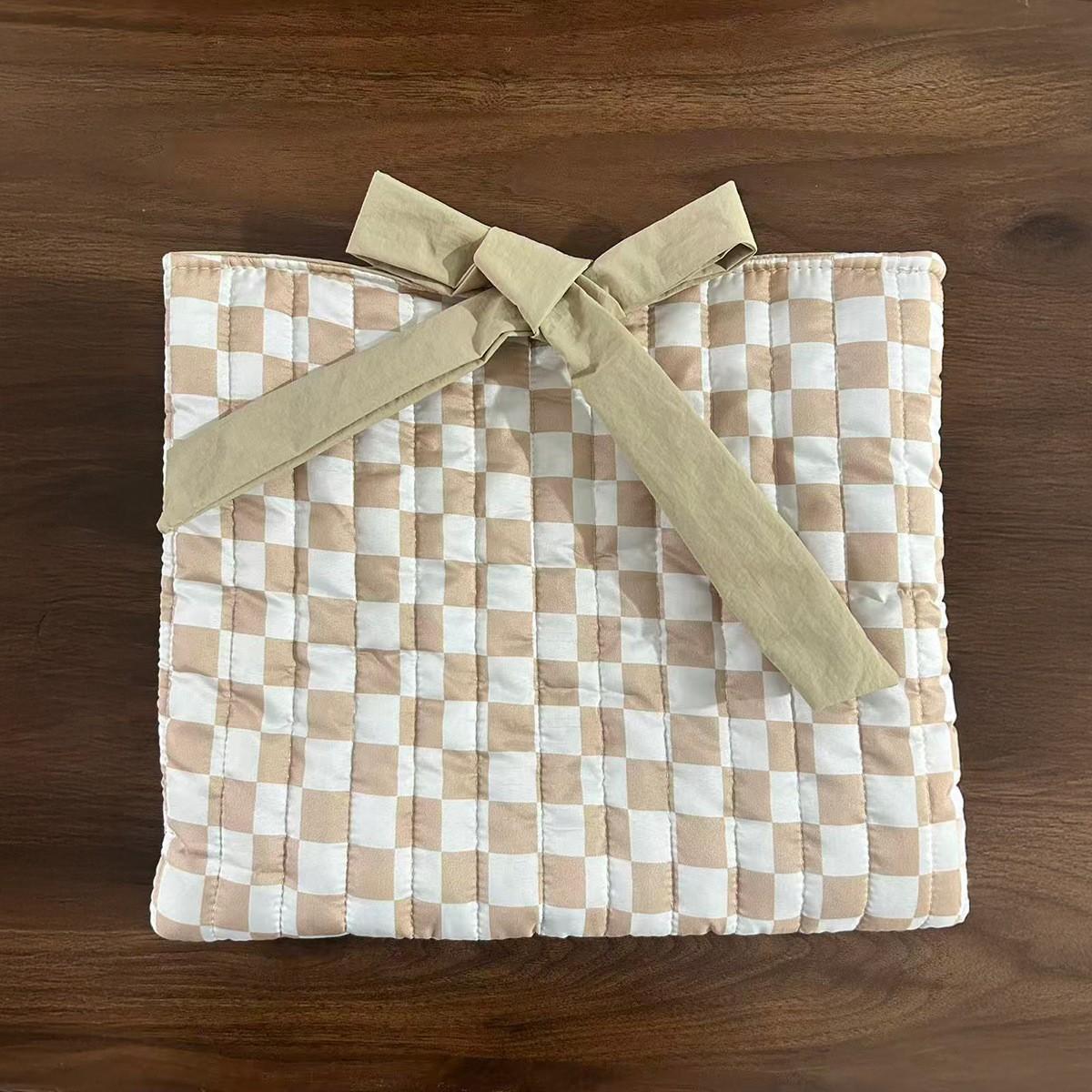 

1 шт. Женская сумка для хранения книг с цветочным принтом и бантом - Большая вместимость, легкий органайзер для косметики, пастельный и стеганый дизайн