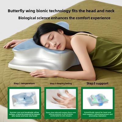 Ice Silk Butterfly Shape Pillow Neck Protection Slow Rebound Memory Foam Pillow Health Care Cervical Orthopedic Neck Foam Pillow