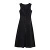 Women's  Elegant Temperament Sleeveless Square Neck Temperament Simple Melody Dress 030