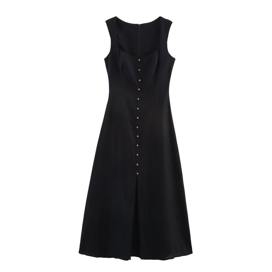 

Women s Elegant Temperament Sleeveless Square Neck Temperament Simple Melody Dress 030 L чорний