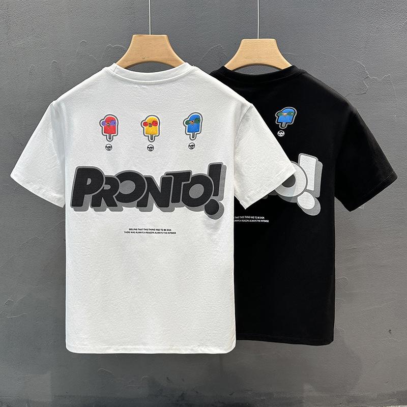 Tricou subțire cu mânecă scurtă, imprimat de vară, de agrement, cu gât rotund, bluză de bază pentru bărbați