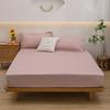 Washed Cotton Fitted Sheet Mattress Protector Non-Slip Bed Cover Pillowcase Set Modern Minimalist