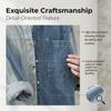 Men'S Denim Color-Block Vertical Stripe Shirt Casual Loose Fit Fashionable Long Sleeve For Spring And Autumn
