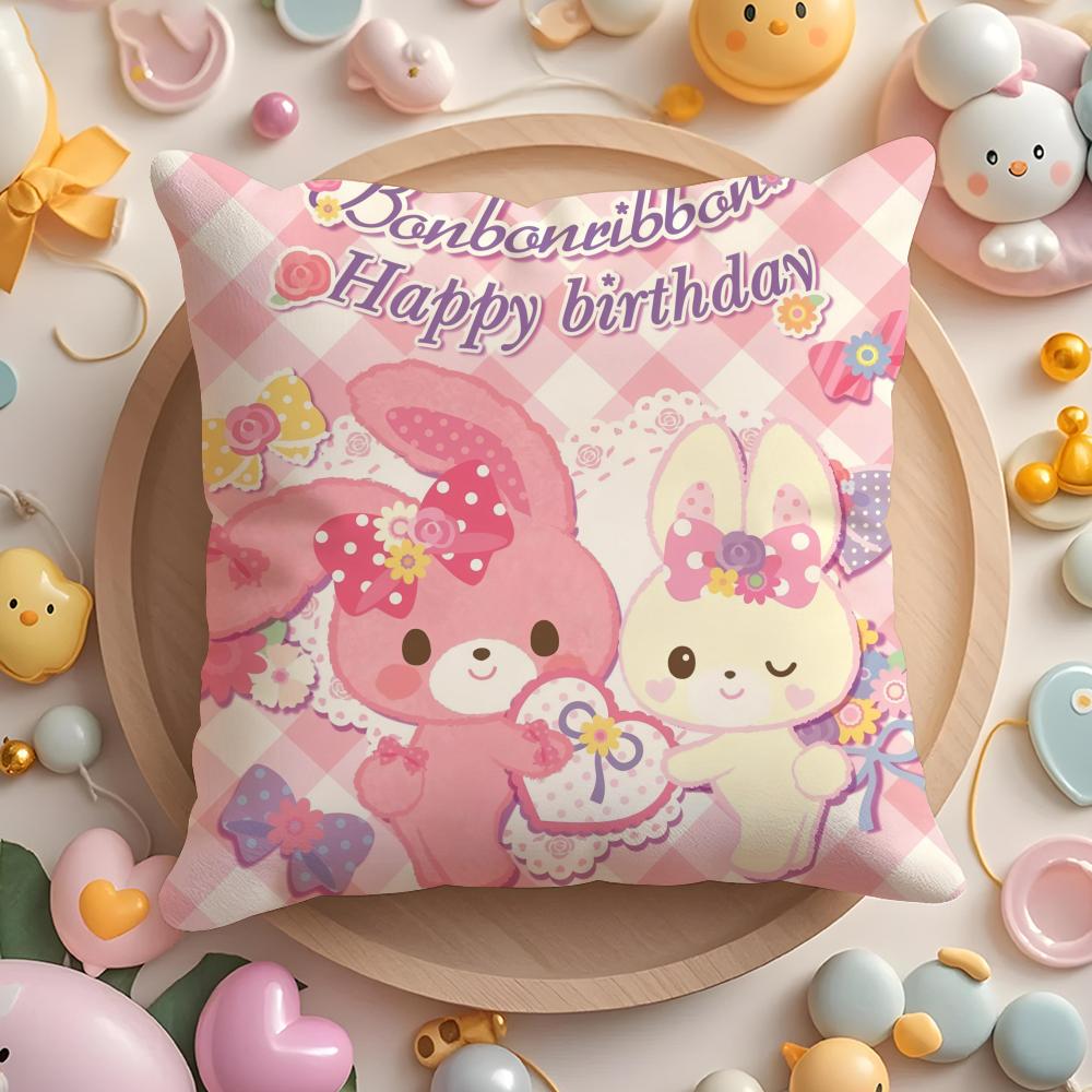Cute Bonbonribbon Pillow Case Short Plush Double-Sided Printing Home Machine Washable In Warm Winter Cushion Cover