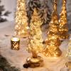 Glass Christmas Tree Figurine Christmas Decoration for Office Bedroom Shelf