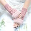 Yi Fan Korean Style Knitted Women's Half-Finger Gloves - Autumn/Winter Fingerless Hand Warmers