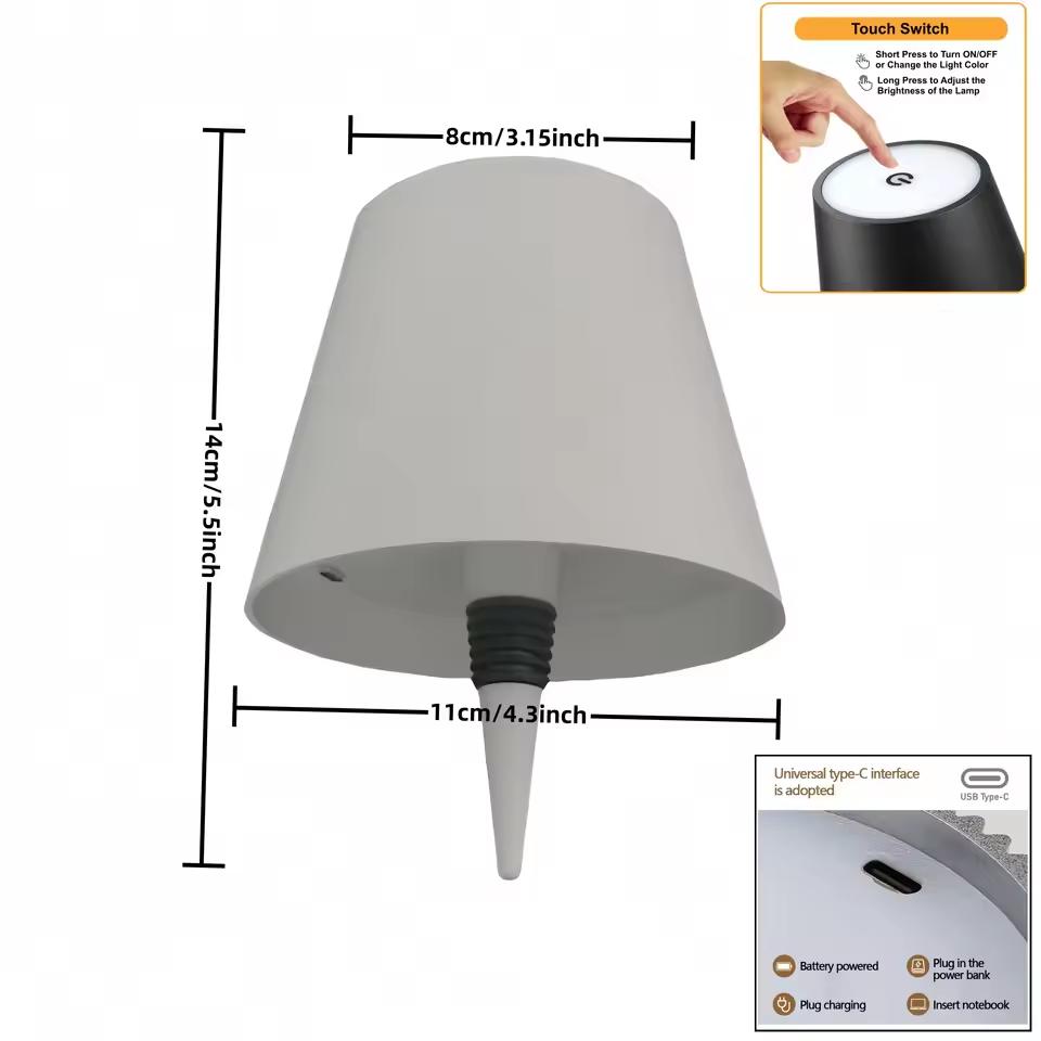 LED Bottle Table Lamp Touch 3 Colors Rechargeable Portable Desktop Decoration Lamp For Bar Restaurant Camping Atmosphere Decor