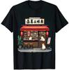 Men and Women Cat Lover Shirt Ramen Shop Tshirt Cute Animal Pattern Top Kitty Design Clothing Japan Noodle Shop Japan