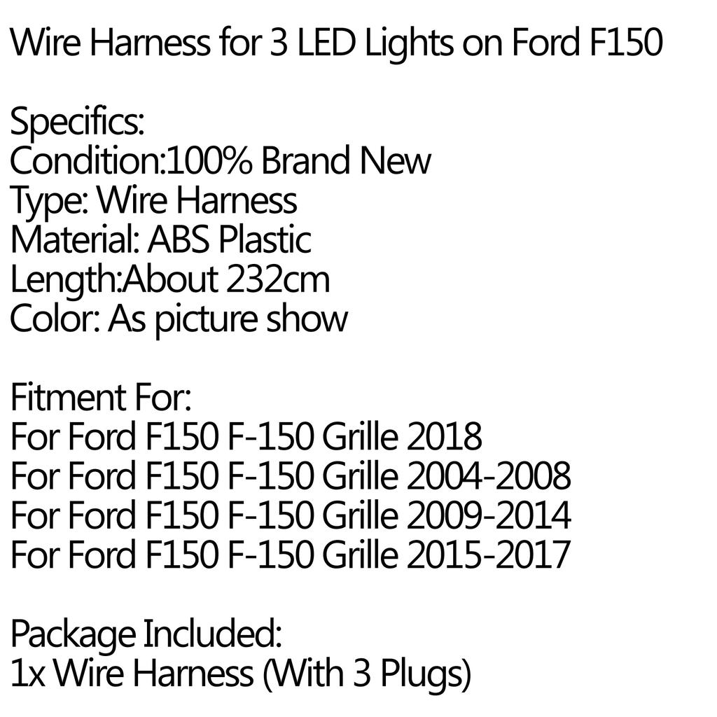 Raptor Conversio Grille Grill W/F&R/LED Wire Harness Cable For Ford F-150 F150